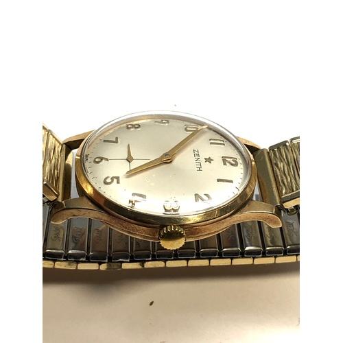 348 - Vintage 9ct gold Zenith presentation wristwatch watch winds and ticks but no warranty given engraved... 