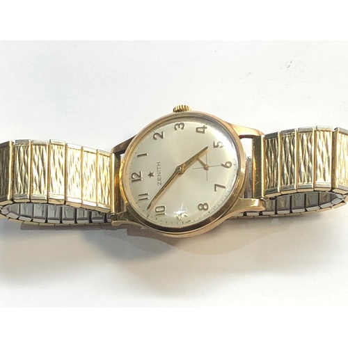 348 - Vintage 9ct gold Zenith presentation wristwatch watch winds and ticks but no warranty given engraved... 