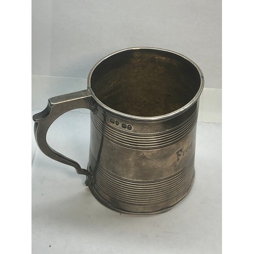 16 - Georgian silver tankard London silver hallmarks dents and repairs please see images for details meas... 