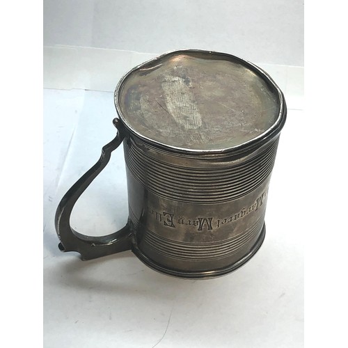 16 - Georgian silver tankard London silver hallmarks dents and repairs please see images for details meas... 