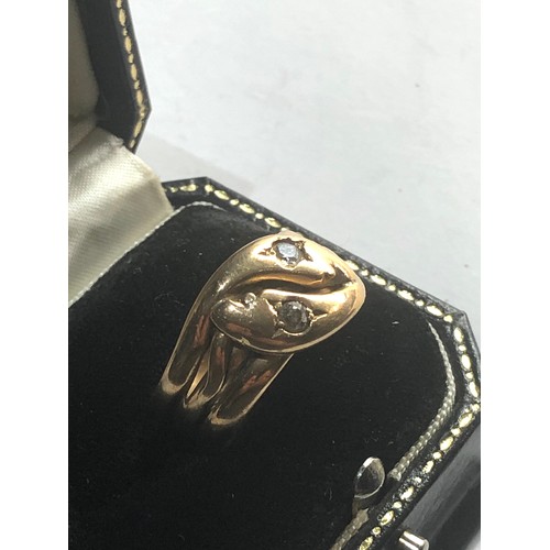 250 - Antique 18ct gold diamond eye snake ring weight of ring approx 10.5g please see images for details, ... 