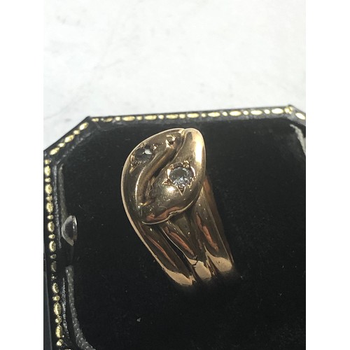 250 - Antique 18ct gold diamond eye snake ring weight of ring approx 10.5g please see images for details, ... 