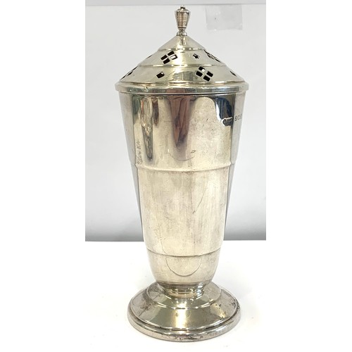 74 - Art deco silver caster, Over all good condition age related marks, 125.7g approx height 6”