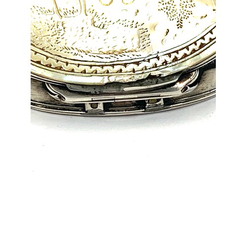 76 - Oval 18th century silver and mother of pearl box