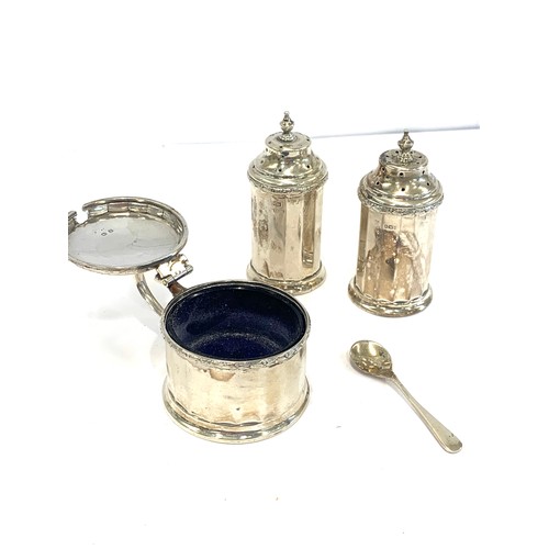 81 - 3 piece silver condiment set and spoon