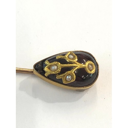 189A - Antique 19th century Moghal gold and garnet stick pin