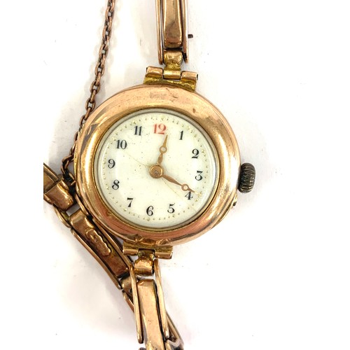 353 - Antique 9ct gold ladies wristwatch and strap, total approximate weight 19.5g