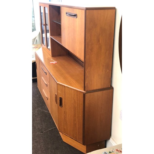 418 - Mid century G Plan Fresco Angle Cornered Teak Sideboard with matching removable display unit top, ap... 