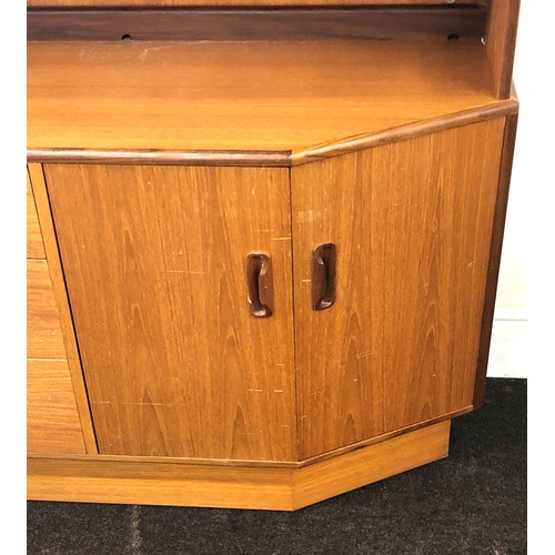 418 - Mid century G Plan Fresco Angle Cornered Teak Sideboard with matching removable display unit top, ap... 