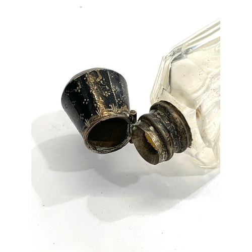 29 - Antique niello silver top scent perfume bottle in good original condition small sword silver hallmar... 