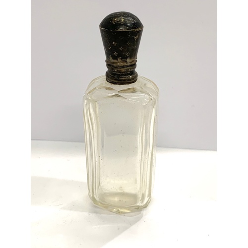 29 - Antique niello silver top scent perfume bottle in good original condition small sword silver hallmar... 