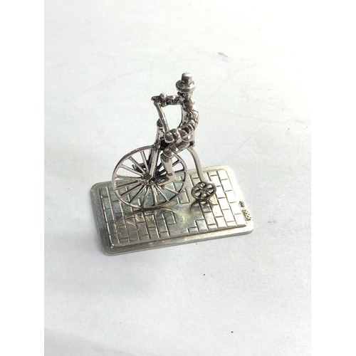 34 - Dutch silver miniature  man on penny farthing  dutch silver sword hallmark please see images for det... 