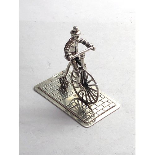 34 - Dutch silver miniature  man on penny farthing  dutch silver sword hallmark please see images for det... 