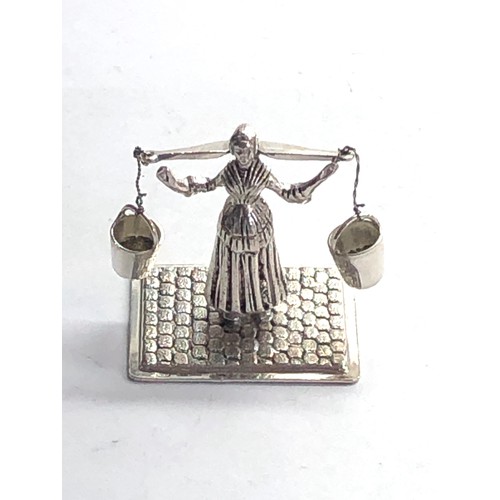 36 - Dutch silver miniature girl carrying buckets   dutch silver sword hallmark please see images for det... 