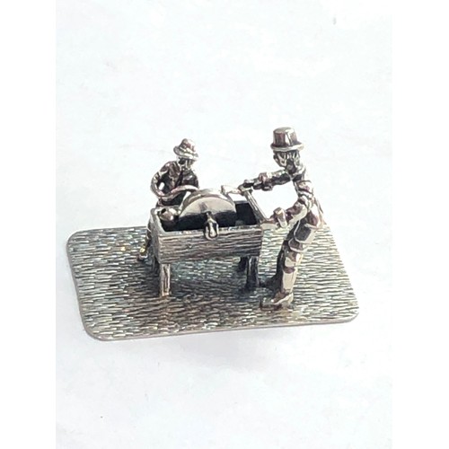 38 - Dutch silver miniature men on grinding wheel  dutch silver sword hallmark please see images for deta... 