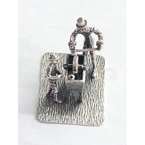 38 - Dutch silver miniature men on grinding wheel  dutch silver sword hallmark please see images for deta... 