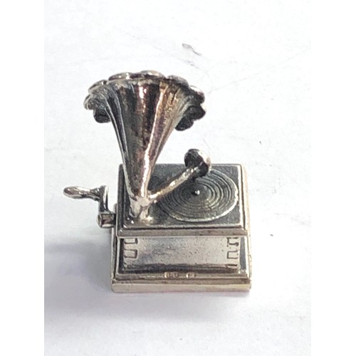 40 - Dutch silver miniature horn gramophone  dutch silver sword hallmark please see images for details