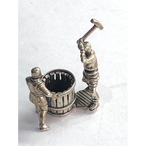 41 - Dutch silver miniature men making a barrel  dutch silver sword hallmark please see images for detail... 