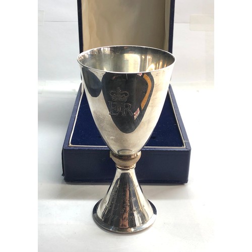 42 - Boxed silver chalice by Mappin and Webb for the royal silver wedding 1947-1972 weight 223g please se... 