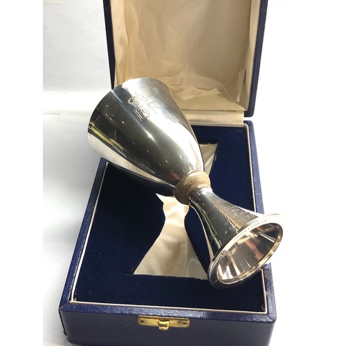 42 - Boxed silver chalice by Mappin and Webb for the royal silver wedding 1947-1972 weight 223g please se... 