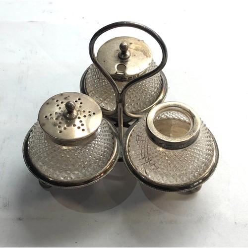 45 - Antique silver 3 piece cruet set London silver hallmarks please see images for details