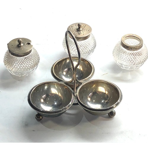 45 - Antique silver 3 piece cruet set London silver hallmarks please see images for details