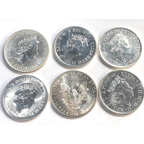 416 - 6 Silver 1oz fine silver .999 coins