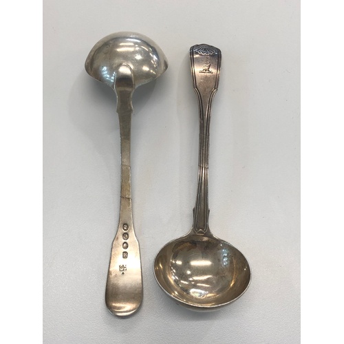 417 - Pair Georgian silver ladles, approximate total weight 121g, London silver hallmarks