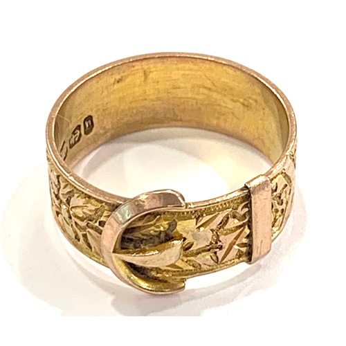 421 - Vintage 9ct gold mens buckle design ring, hallmarked, ring size Q/R, total approximate weight 4.5g