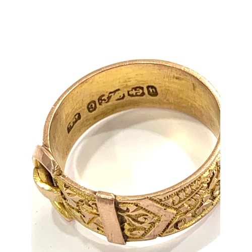 421 - Vintage 9ct gold mens buckle design ring, hallmarked, ring size Q/R, total approximate weight 4.5g