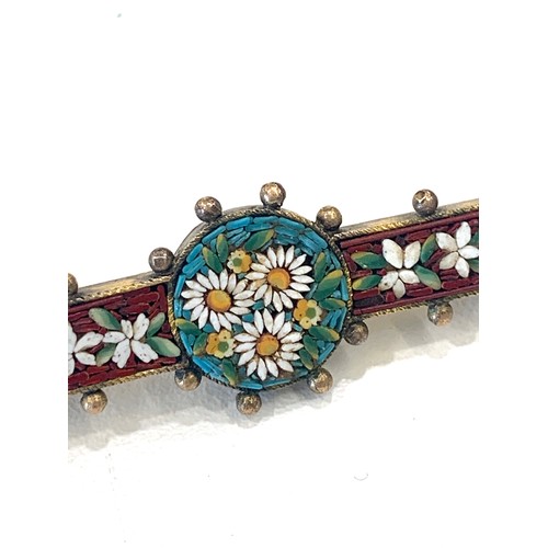 100 - Victorian micro mosaic brooch, daisy floral design, bead decoration, hinged pin simple loop brooch f... 