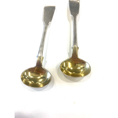 165 - Scottish silver good large pair of early Victorian fiddle pattern silver and parcel gilt mustard or ... 