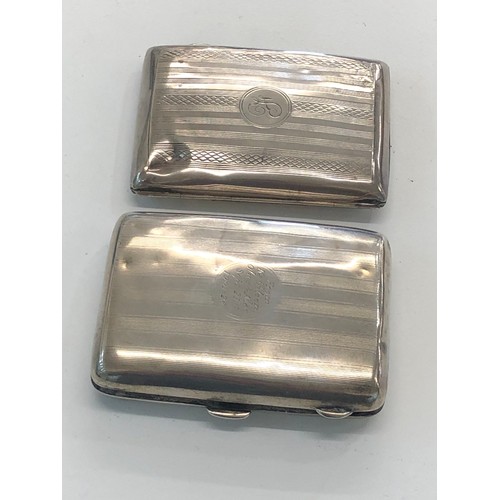 50 - 2 Silver cigarette cases, full hallmarks, both cases have dents please see images