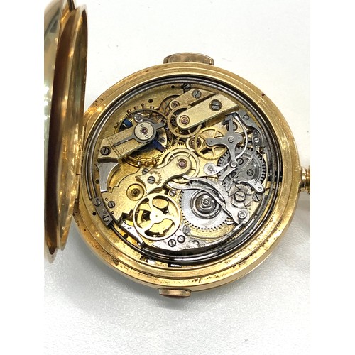 305 - Antique 18ct gold quarter repeating antique full calendar & Moon phase pocket watch in working orger... 