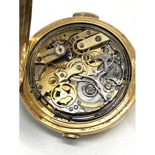 305 - Antique 18ct gold quarter repeating antique full calendar & Moon phase pocket watch in working orger... 