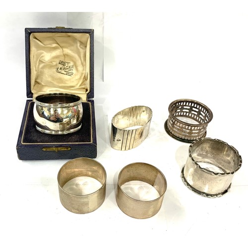 75 - 6 Vintage silver napkin ring one boxed please see image for details