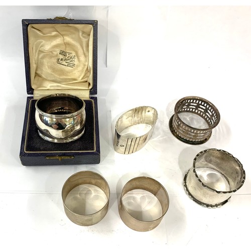 75 - 6 Vintage silver napkin ring one boxed please see image for details