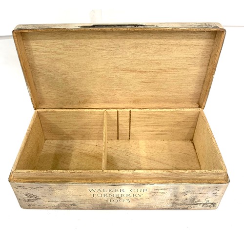 63 - Walker cup 1963  silver cigarette box royal and ancient golf club measures approx 17cm by 9cm height... 