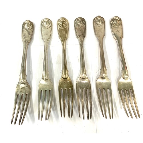 65 - Set of 6 large victorian silver table forks London silver hallmarks total weight 590g