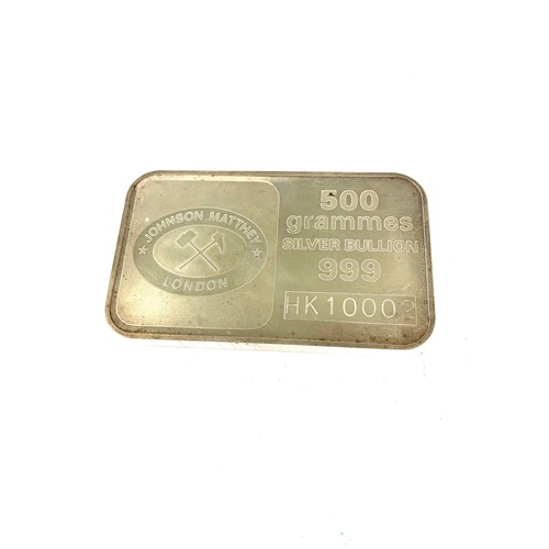 61 - Boxed Johnson Matthey Struck 500g Silver Bar