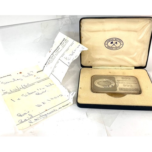 61 - Boxed Johnson Matthey Struck 500g Silver Bar