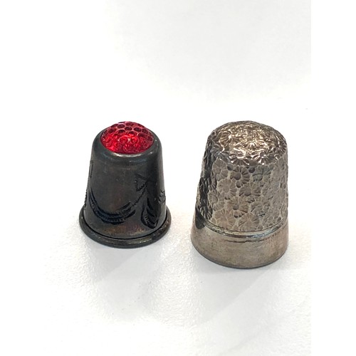 77 - 2 vintage silver thimbles