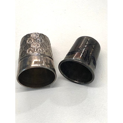 77 - 2 vintage silver thimbles