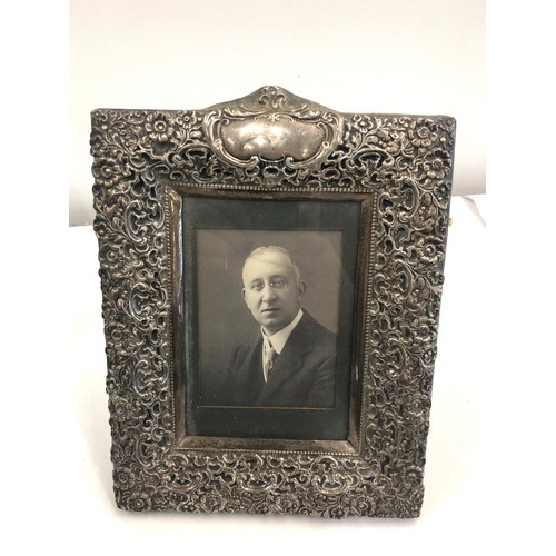 83 - Antique silver picture frame Birmingham silver hallmarks measures approx 9.5ins by 7ins