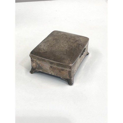 85 - Antique silver jewellery box initials to lid measures approx 9cm by 7cm by  3cm