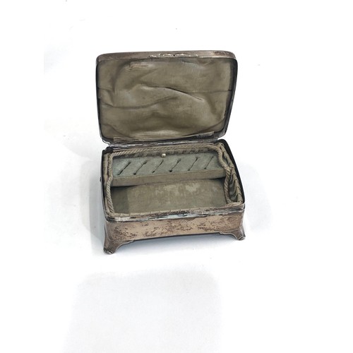 85 - Antique silver jewellery box initials to lid measures approx 9cm by 7cm by  3cm