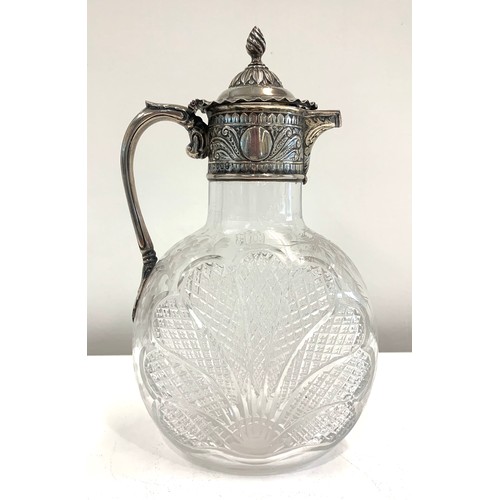 99 - Victorian silver top claret jug, approximate measurements: Height 23 cm, London silver hallmarks