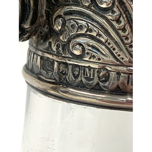 99 - Victorian silver top claret jug, approximate measurements: Height 23 cm, London silver hallmarks