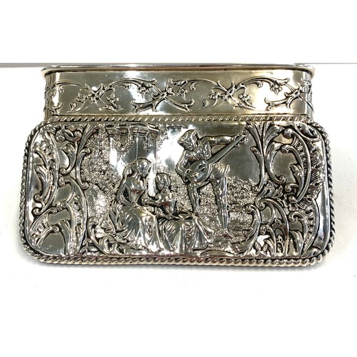 102 - Chased silver decorative box 1902, approximate measurements 13cm by 6.5cm by Height 3cm, Approximate... 