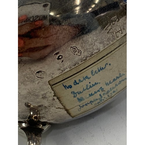 103 - Plain silver Irish sauce boat, 17th century as original old labels attached, approximate measurement... 